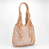 Women Tassels Handbag Hollow Mesh Woven Bag Mori Straw Beach Bag