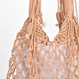 Women Tassels Handbag Hollow Mesh Woven Bag Mori Straw Beach Bag