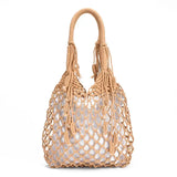 Women Tassels Handbag Hollow Mesh Woven Bag Mori Straw Beach Bag