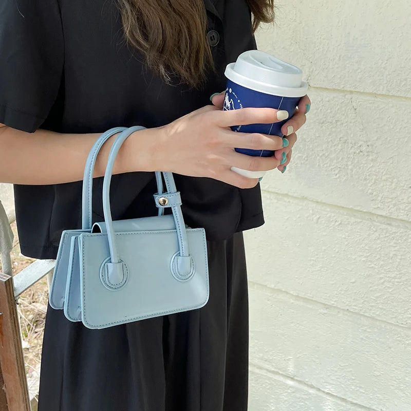 Women Texture Mini Square Handbag Solid All-match Shoulder Bag