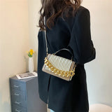 Women Textured Bag Chain Shoulder Small Square Bag Handbags