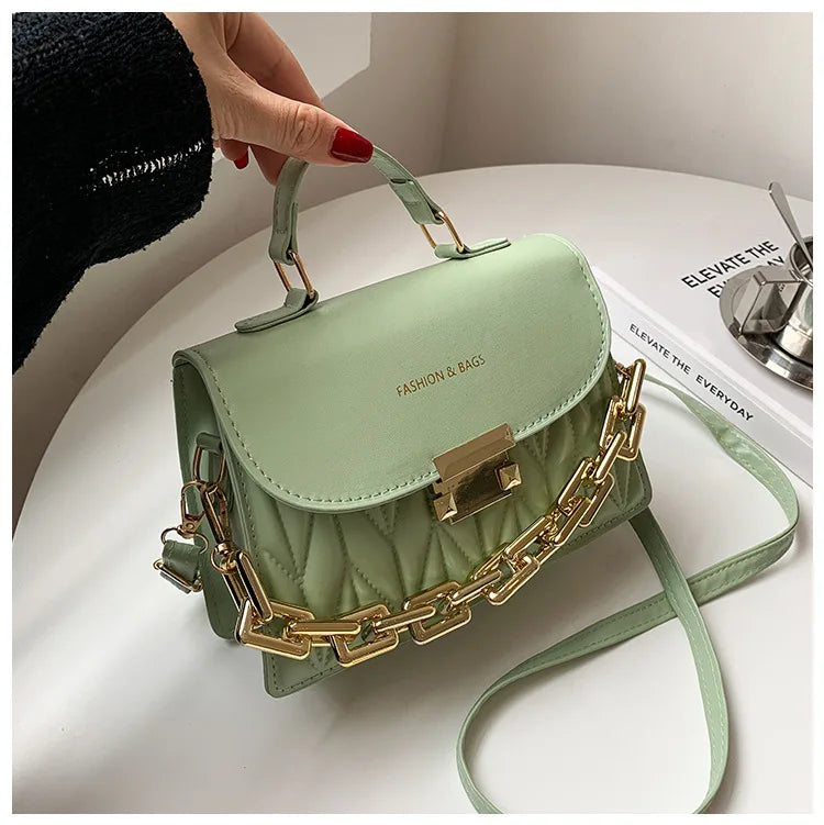 Textured Chain Shoulder Bag Small Square Handbag Purse
