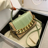 Women Textured Bag Chain Shoulder Small Square Bag Handbags