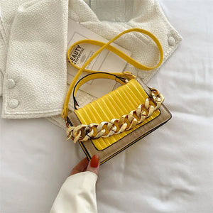 Women Textured Bag Chain Shoulder Small Square Bag Handbags