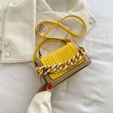 Women Textured Bag Chain Shoulder Small Square Bag Handbags