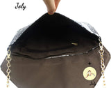 Snakeskin Envelop Clutch Handbag with Chain Strap