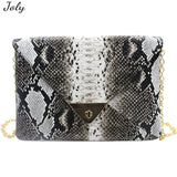 Snakeskin Envelop Clutch Handbag with Chain Strap