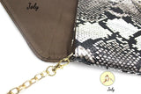Snakeskin Envelop Clutch Handbag with Chain Strap