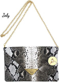 Snakeskin Envelop Clutch Handbag with Chain Strap