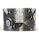 Snakeskin Envelop Clutch Handbag with Chain Strap