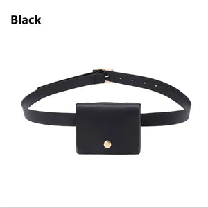 Women Thin Waist Bag Belt Bag Female High Flap Leather Fanny Pack