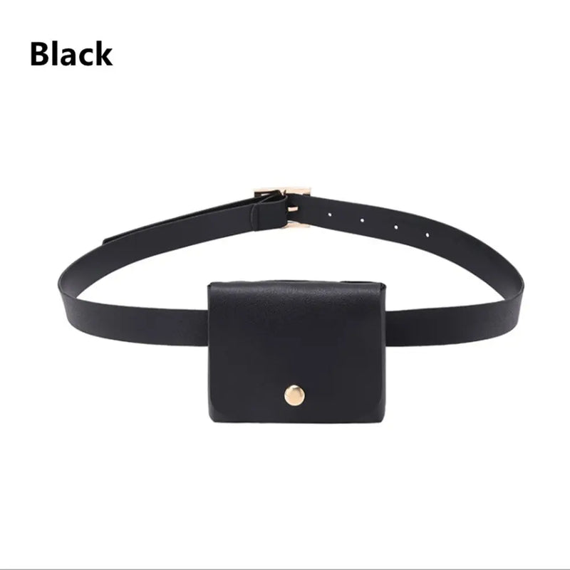 Women Thin Waist Bag Belt Bag Female High Flap Leather Fanny Pack