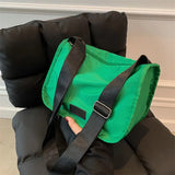 Canvas Oxford Women Shoulder Bag with Wide Strap