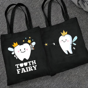 Funny Dentist Graphic Shoulder Bag Canvas Girl Handbag 90s Casual Shopping