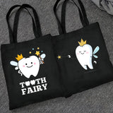 Funny Dentist Graphic Shoulder Bag Canvas Girl Handbag 90s Casual Shopping