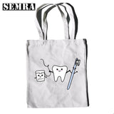 Funny Dentist Graphic Shoulder Bag Canvas Girl Handbag 90s Casual Shopping