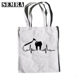 Funny Dentist Graphic Shoulder Bag Canvas Girl Handbag 90s Casual Shopping