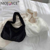 Fluffy Top Handle Bag Soft Tote Shoulder Bag Zipper Girls Cosmetic Holder