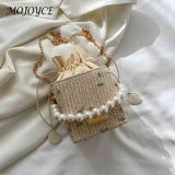 Women Straw Beach Shoulder Bags Hand-Woven Fashionable Handbags