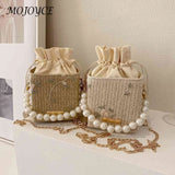 Women Straw Beach Shoulder Bags Hand-Woven Fashionable Handbags