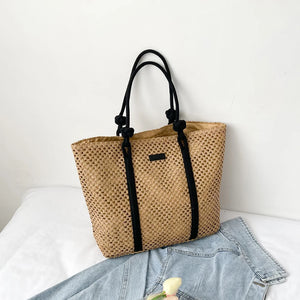 Straw Beach Shoulder Bags Solid Bags Ladies Traveling Shopping Handbags