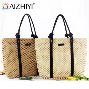 Straw Beach Shoulder Bags Solid Bags Ladies Traveling Shopping Handbags