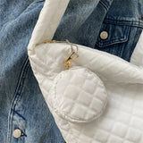 Women Nylon Quilted Tote Bag with Small Purse