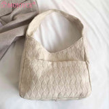 Casual Rhombus Armpit Bag Soft Cloth Large Capacity for Daily Travel
