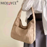 Casual Rhombus Top-Handle Handbag Soft Cloth Large Capacity