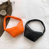 Women PU Leather Top-handle Shoulder Bag Quilted Rhombus Pattern Solid Clutch
