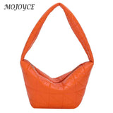 Women PU Leather Top-handle Shoulder Bag Quilted Rhombus Pattern Solid Clutch