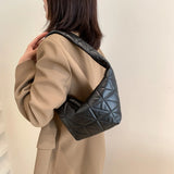 Women Top-handle Bag Quilted Rhombus Pattern Solid Girl Clutch