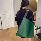Women Tote Bag Casual Solid Soft High-Capacity Shoulder Bag Handbag