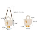 Animal Shape Faux Lambswool Fur Tote Bag - Large Capacity Handbag for Women