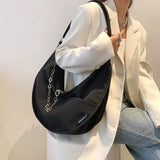 Women Tote Bag Nylon Solid Zipper Shoulder Crossbody Bag