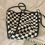 Canvas Plaid Tote Bag for Women Girls