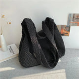 Women Tote Bag Cotton High-Capacity Casual Solid Zipper Shoulder Bags Handbags