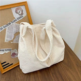 Women Tote Bag Cotton High-Capacity Casual Solid Zipper Shoulder Bags Handbags
