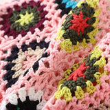 Boho Floral Crochet Large Tote Bag Multicolor Handbag