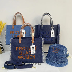 Women Tote Bag Large Capacity Denim Shopping Handbag