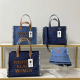 Women Tote Bag Large Capacity Denim Shopping Handbag