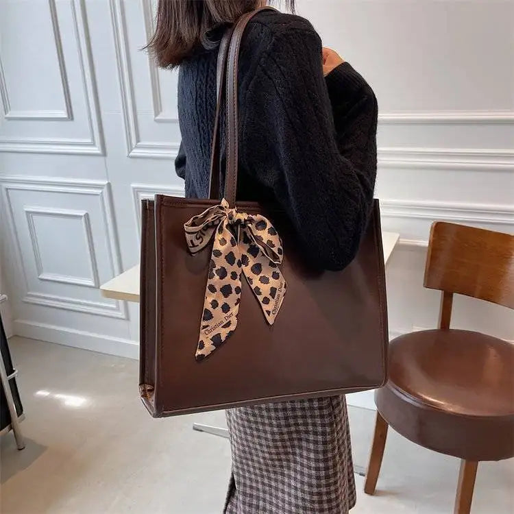 Women Tote Bag PU Leather Solid Shoulder Bag Female Vintage Crossbody Bags