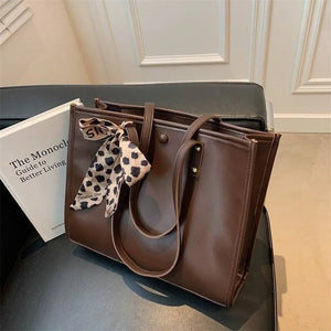 Women Tote Bag PU Leather Solid Shoulder Bag Female Vintage Crossbody Bags