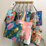 Women Tote Bags Autumn Winter Linen Shopping Handbag Canvas Beach Bag