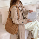 Women Knitting Tote Bag Shoulder Handbag Autumn Winter Large Top-handle Shopper