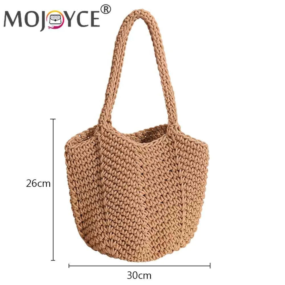 Vintage Knitting Handbags Summer Casual Soft Tote Bags for Women