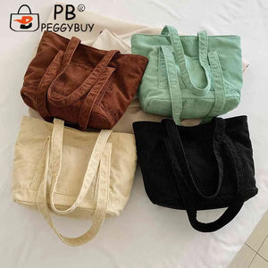 Corduroy Tote Shoulder Bag Vintage Handbag Purse Lightweight Clutches for Travel