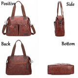 Women Tote Shoulder Bag Multi-pocket Casual Large Capacity PU Leather Handbag