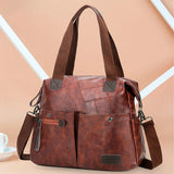 Women Tote Shoulder Bag Multi-pocket Casual Large Capacity PU Leather Handbag