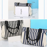 Striped Panelled Shoulder Bag Large Capacity Canvas Shopping Beach Handbag